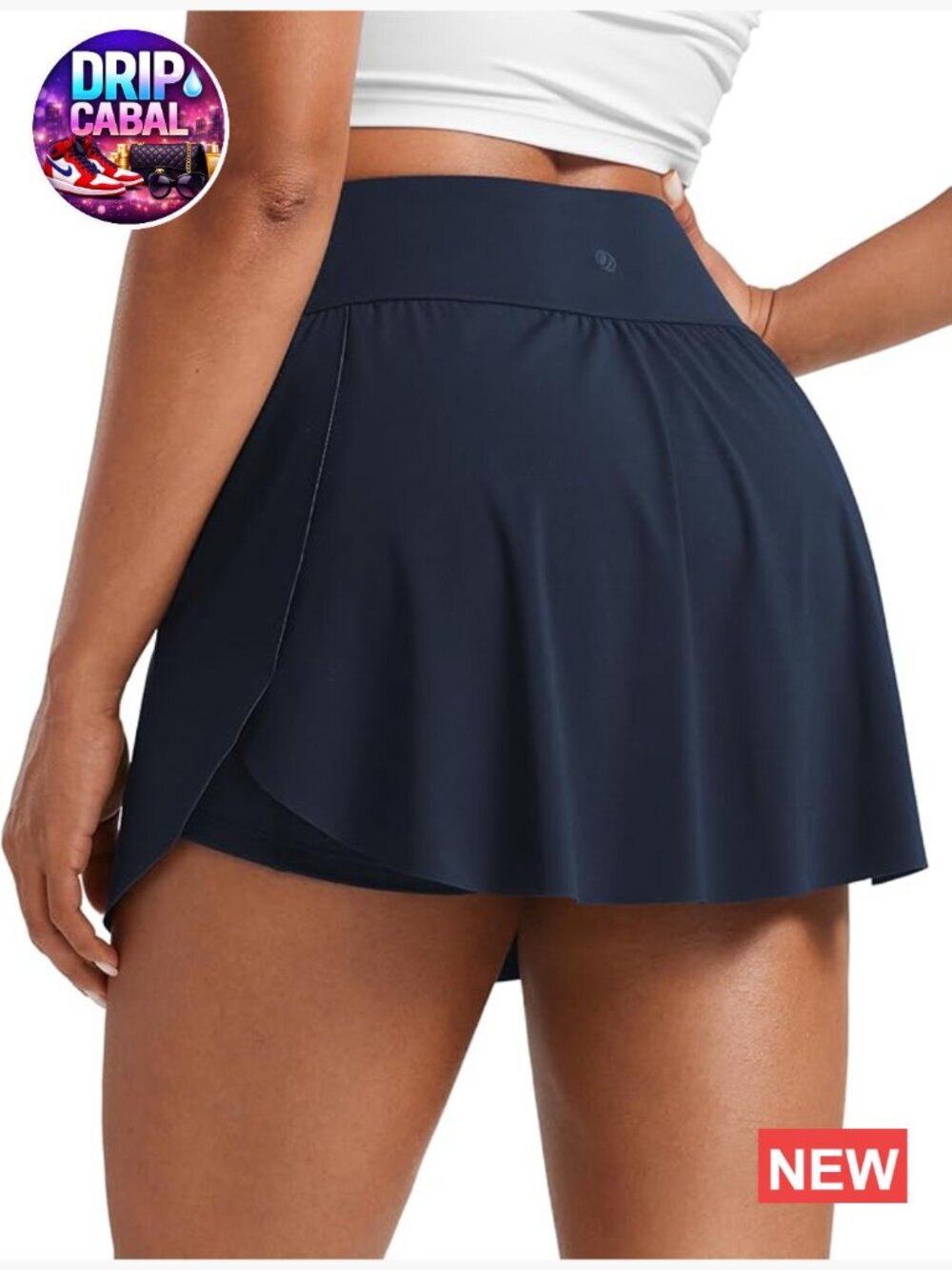 High Waisted Side Slit Tennis Skirt with Pockets Lined Running Skort